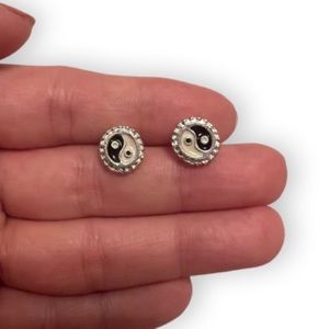Small Yin Yang Round Stud Earrings